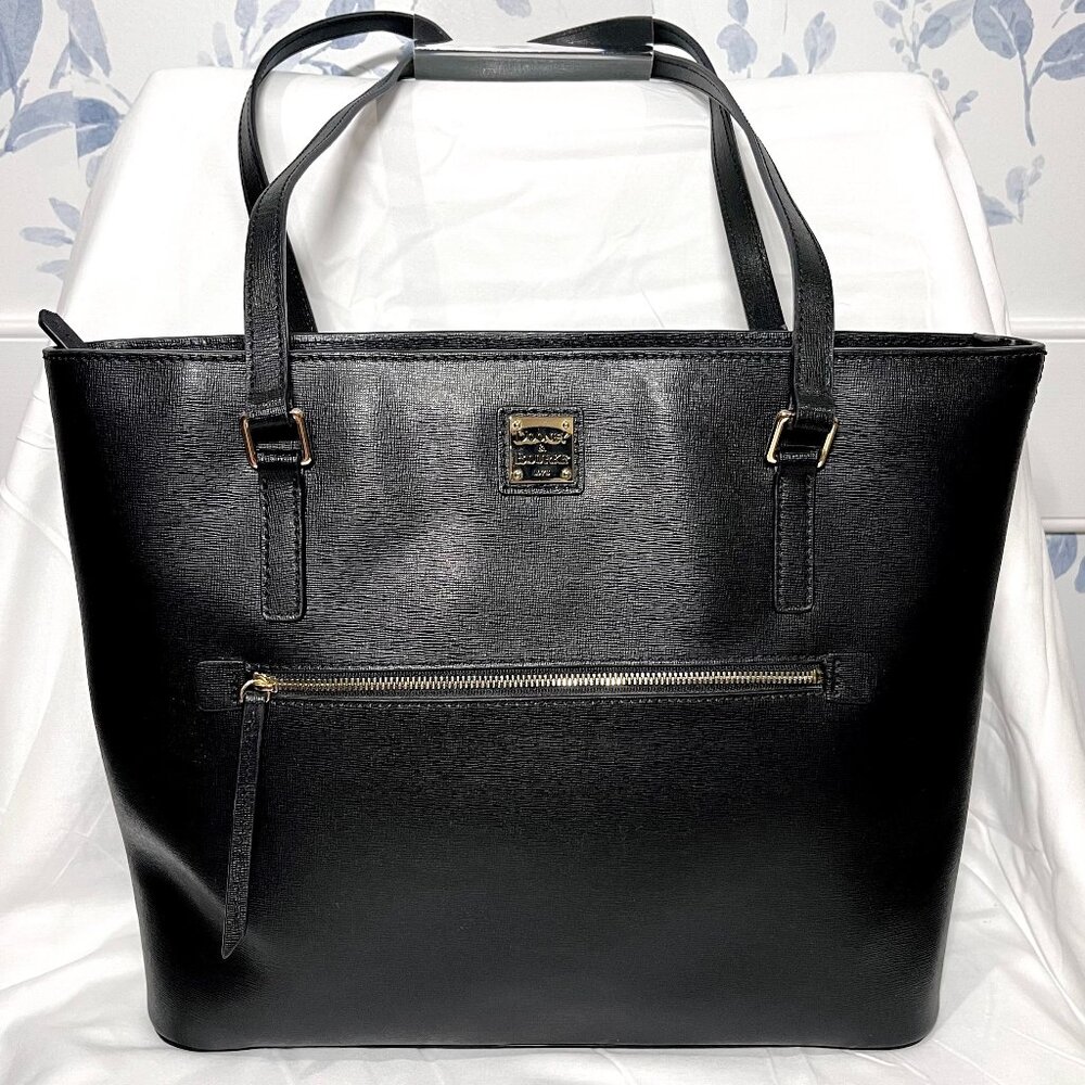 Dooney and Bourke Large Shopper Saffiano Leather Shoulder Bag - Black